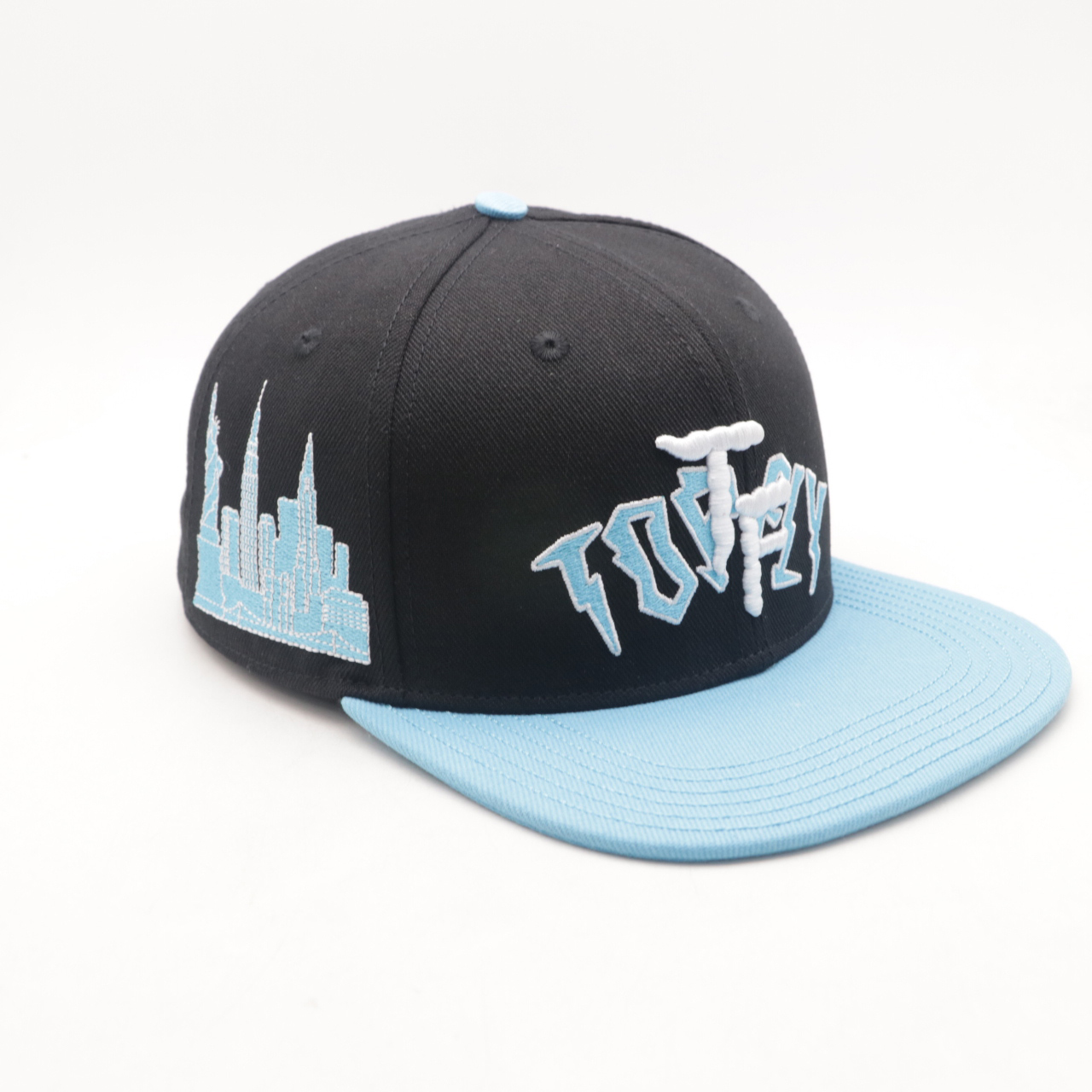 Factory Price Custom logo Embroidery Fitted Snapback Caps for Men Flat Brim Fashion Two Tone Baseball Cap