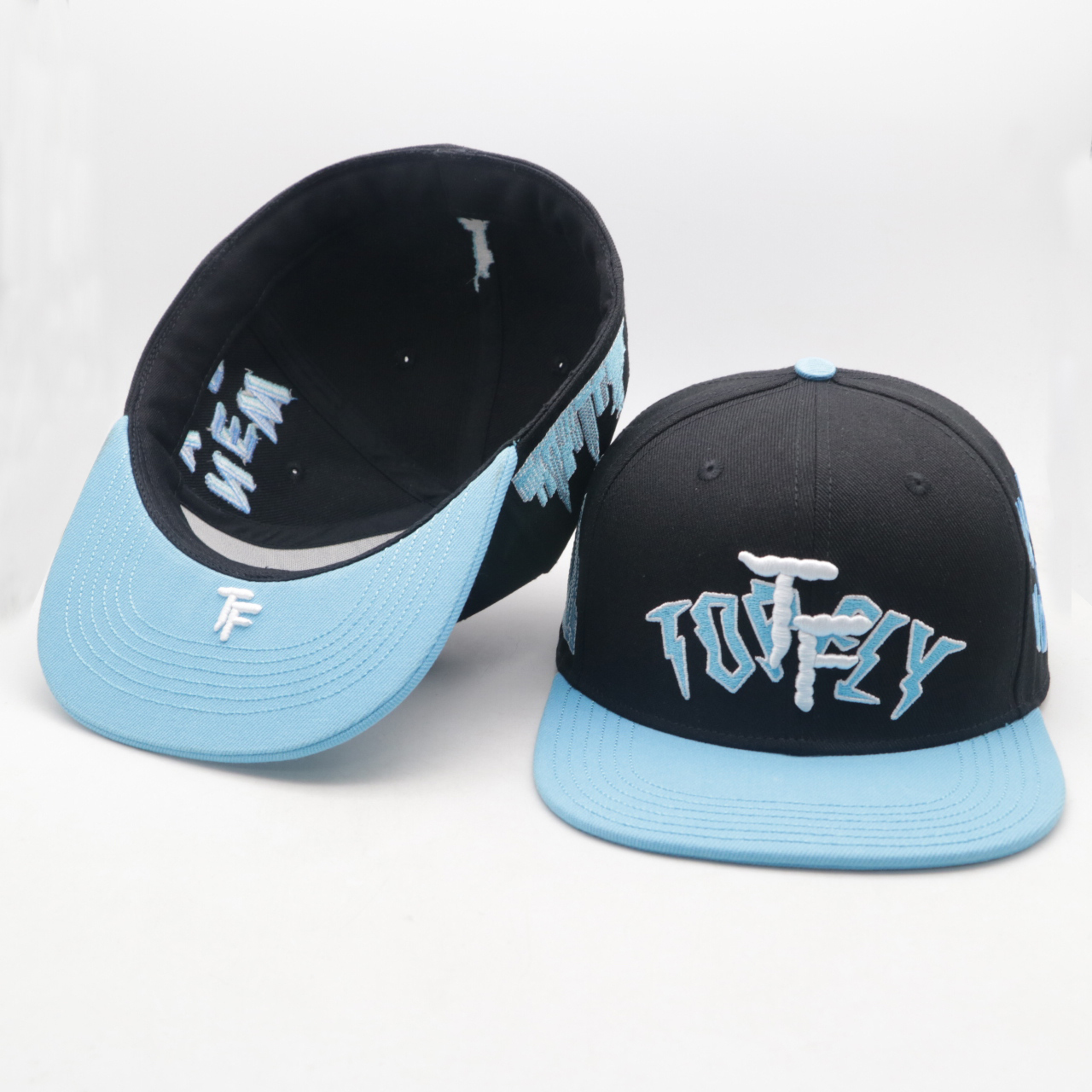 Factory Price Custom logo Embroidery Fitted Snapback Caps for Men Flat Brim Fashion Two Tone Baseball Cap