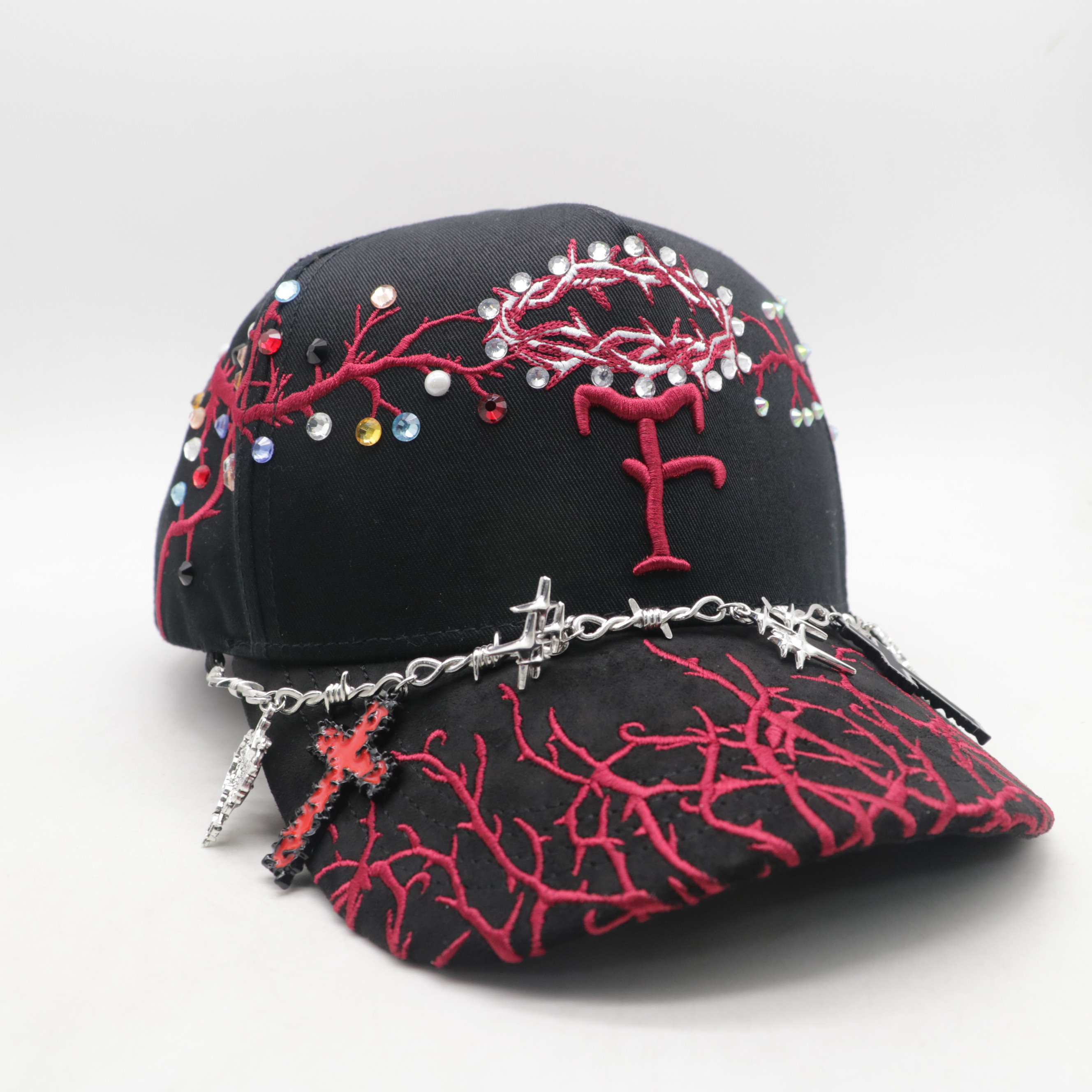 Wholesale Luxury Sparkling Dice Rhinestone Cap Born To Win Crystal Baseball Cap For Men
