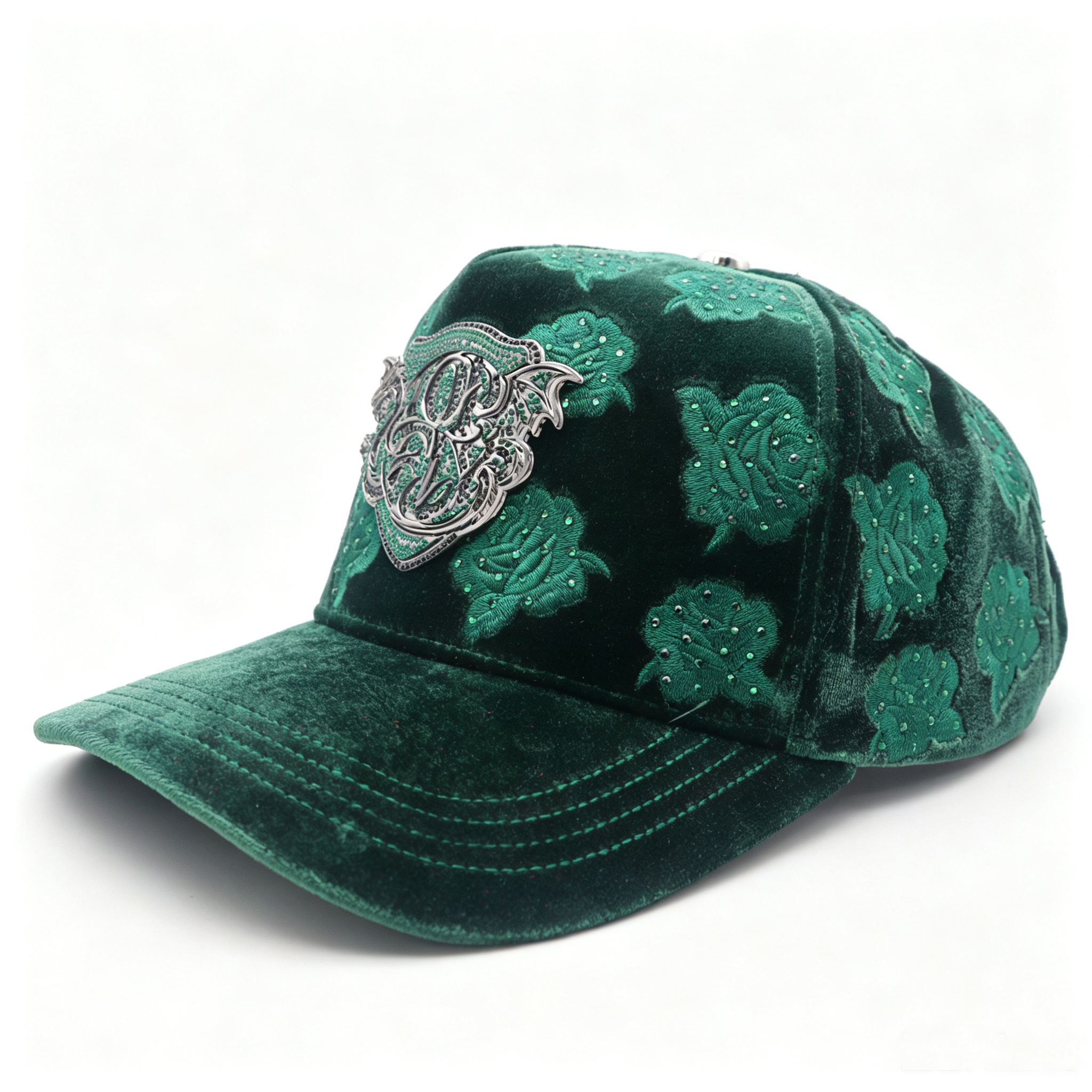 All Over Printed Velvet Trucker Cap Custom Metal Logo Velvet Baseball Hat