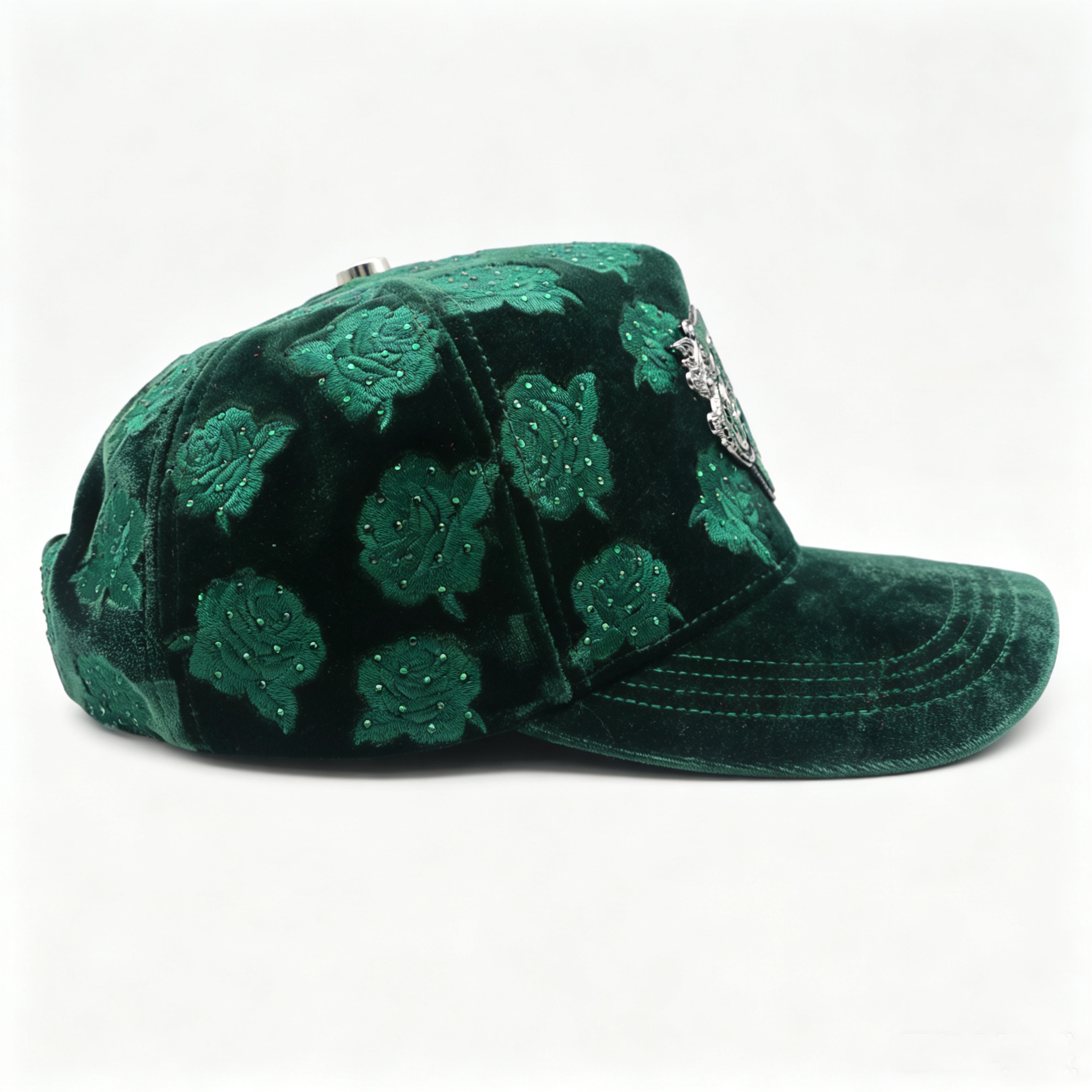 All Over Printed Velvet Trucker Cap Custom Metal Logo Velvet Baseball Hat