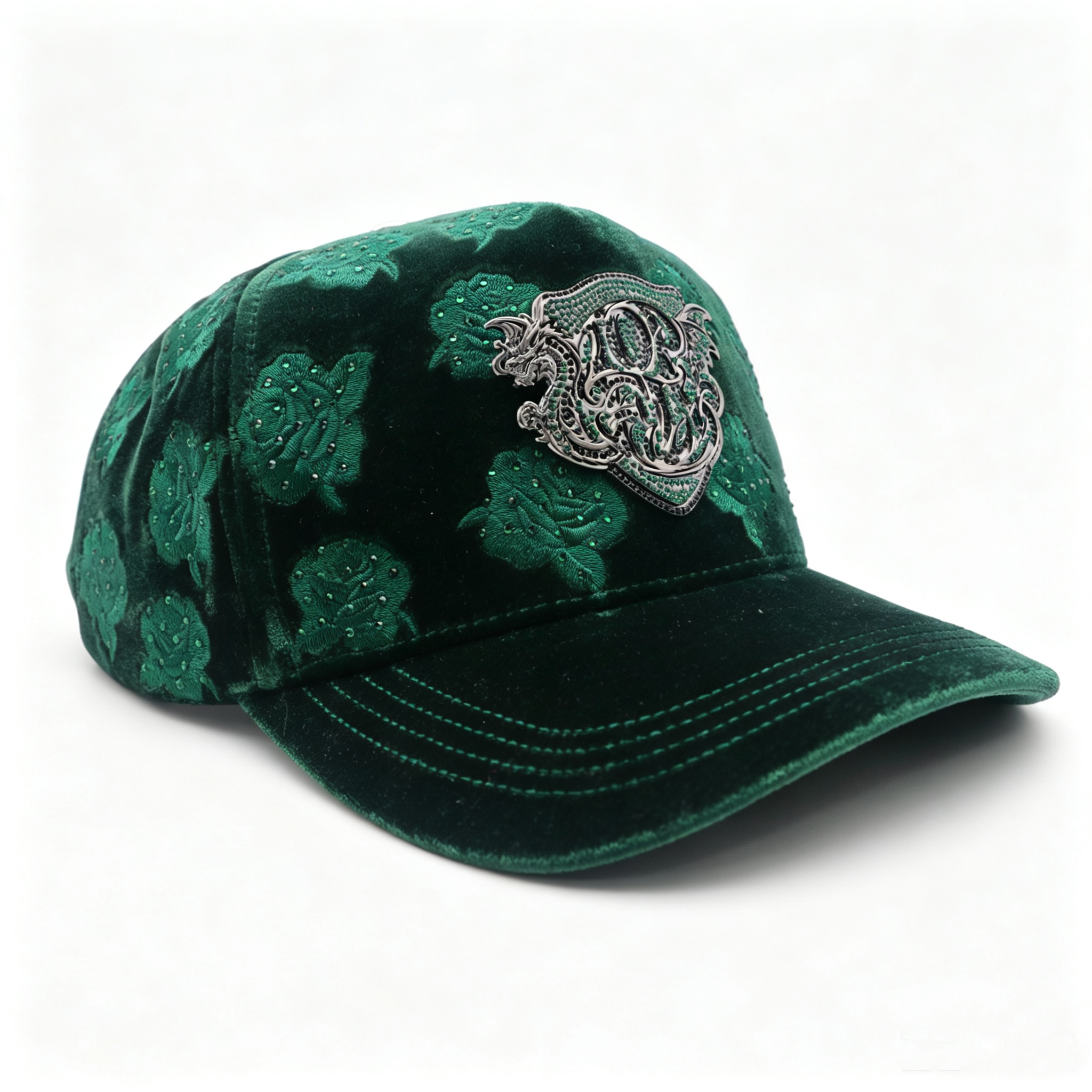 All Over Printed Velvet Trucker Cap Custom Metal Logo Velvet Baseball Hat
