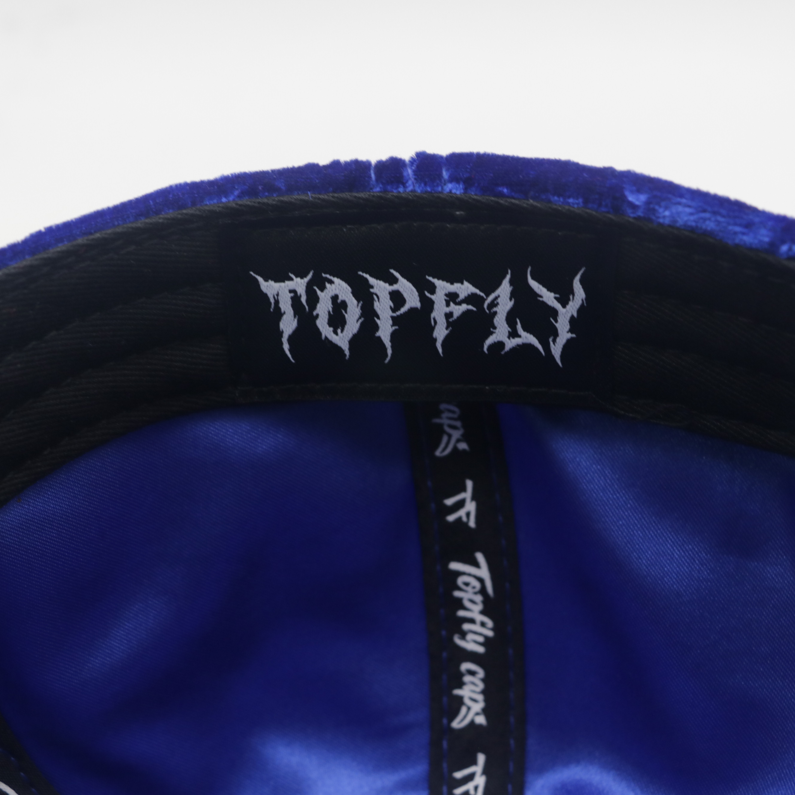 Royal Blue Velvet Trucker Hat All Over Embossed Logo Custom Rhinestone Metal Patch Velvet Baseball Cap For Men Women