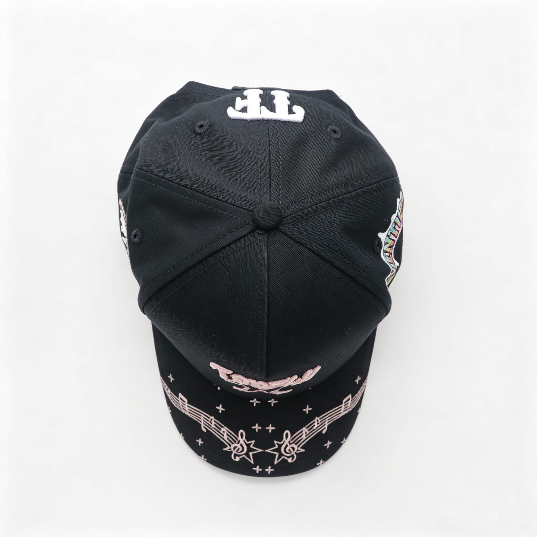 Music Note Star Butterfly Embroidery Baseball Cap,Custom 3D Puff Embroidered Streetwear Adjustable Trucker Hat